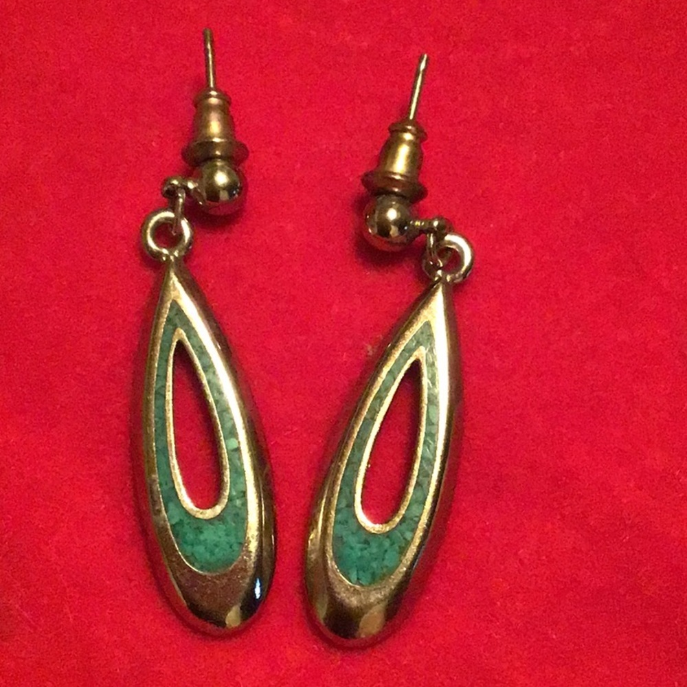 Turquoise & Silver pierced drop/post earrings